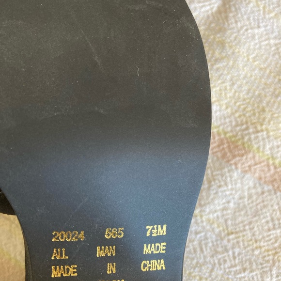 Apostrophe Black open toe fabric chunky heel shoes - Picture 4 of 5